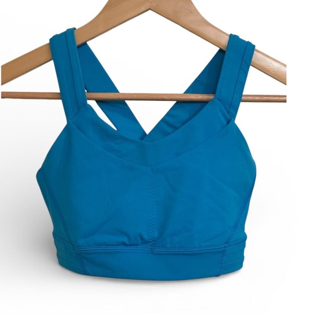 Lululemon Blue Teal Crisscross Back Sports Bra Size 4